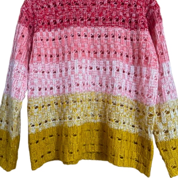 Isela Women’s Vibrant Multi Eyelet Sweater Sz-M - Picture 3 of 6
